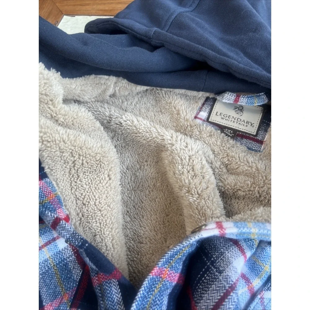 Legendary Whitetails Hooded Plaid Sherpa Lined Flannel Shirt Jacket Size 5XL